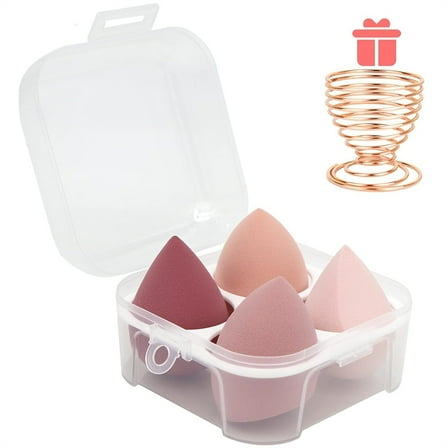 5 Pcs Makeup Sponges Set - 4 Beauty sponges Blending Blenders with 1 Holder and Egg Case, Flawless for Cream, Powder and Liquid