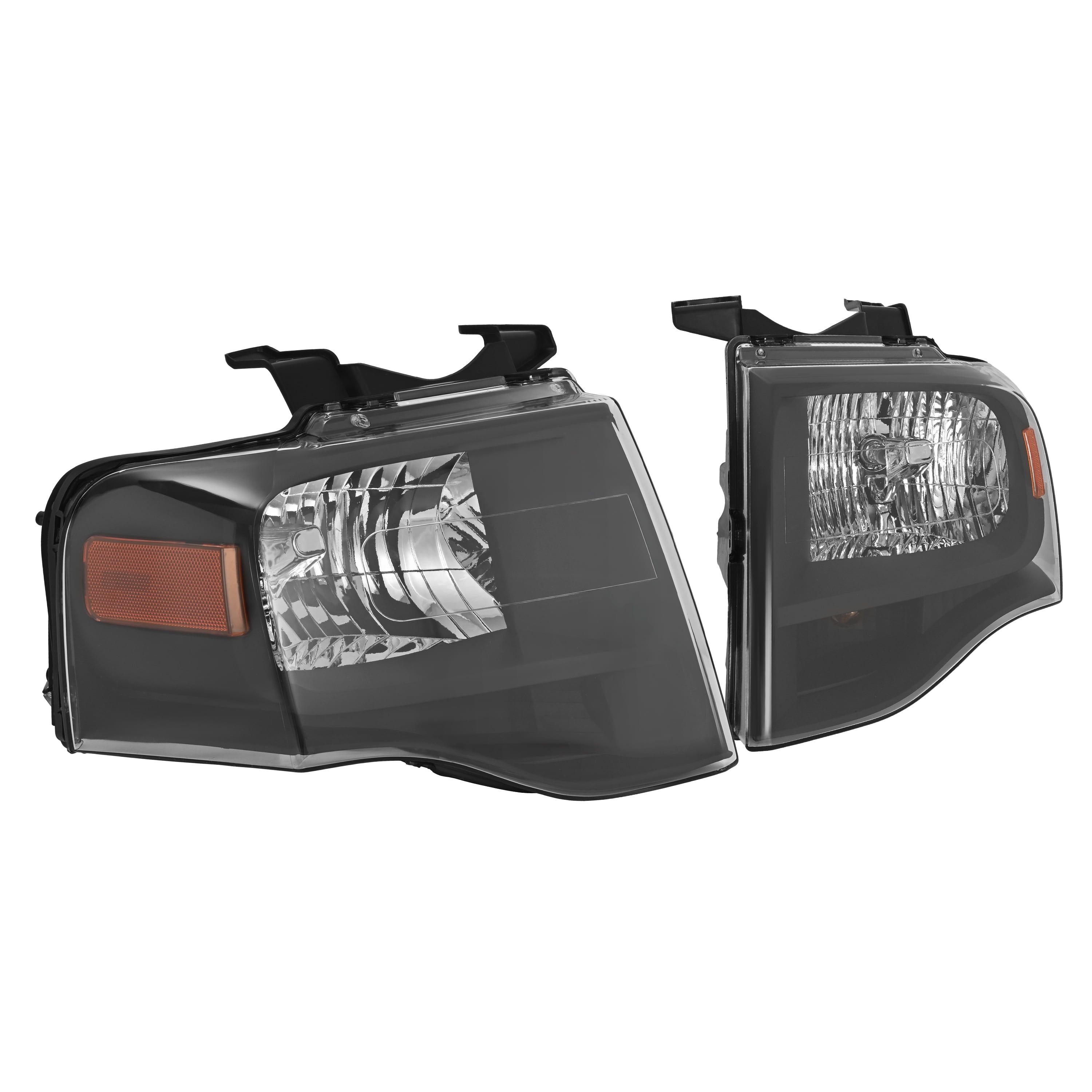 KOJEM Projector Headlights for 2007-2014 Ford Expedition Clear Lens Black Housing Plastic
