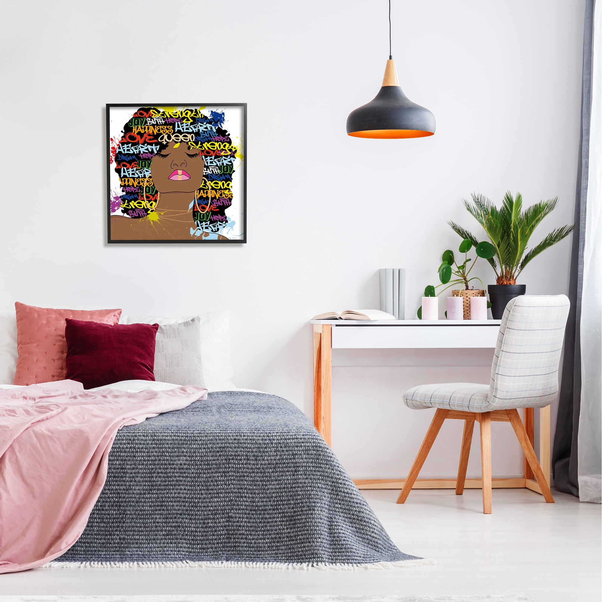 Stupell Industries Modern Motivational Girl Typography Painting Black Framed Art Print Wall Art, 24 x 24