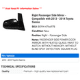 thumbnail image 2 of Right Passenger Side Mirror - Compatible with 2013 - 2014 Toyota Sienna, 2 of 2