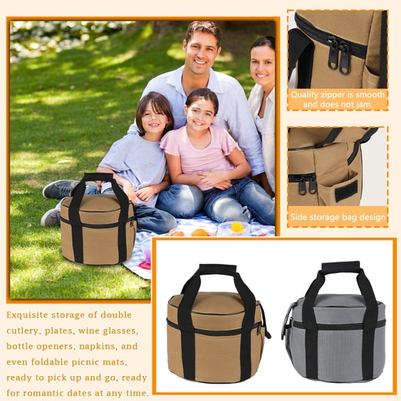 Outdoor Camping Cookware Storage Bag Picnic Cooking Pot Set Carry Bag Portable Camping Kitchen Storage Bag for Camping Hiking Picnic BBQ Outdoor Cooking Equipment Organizer