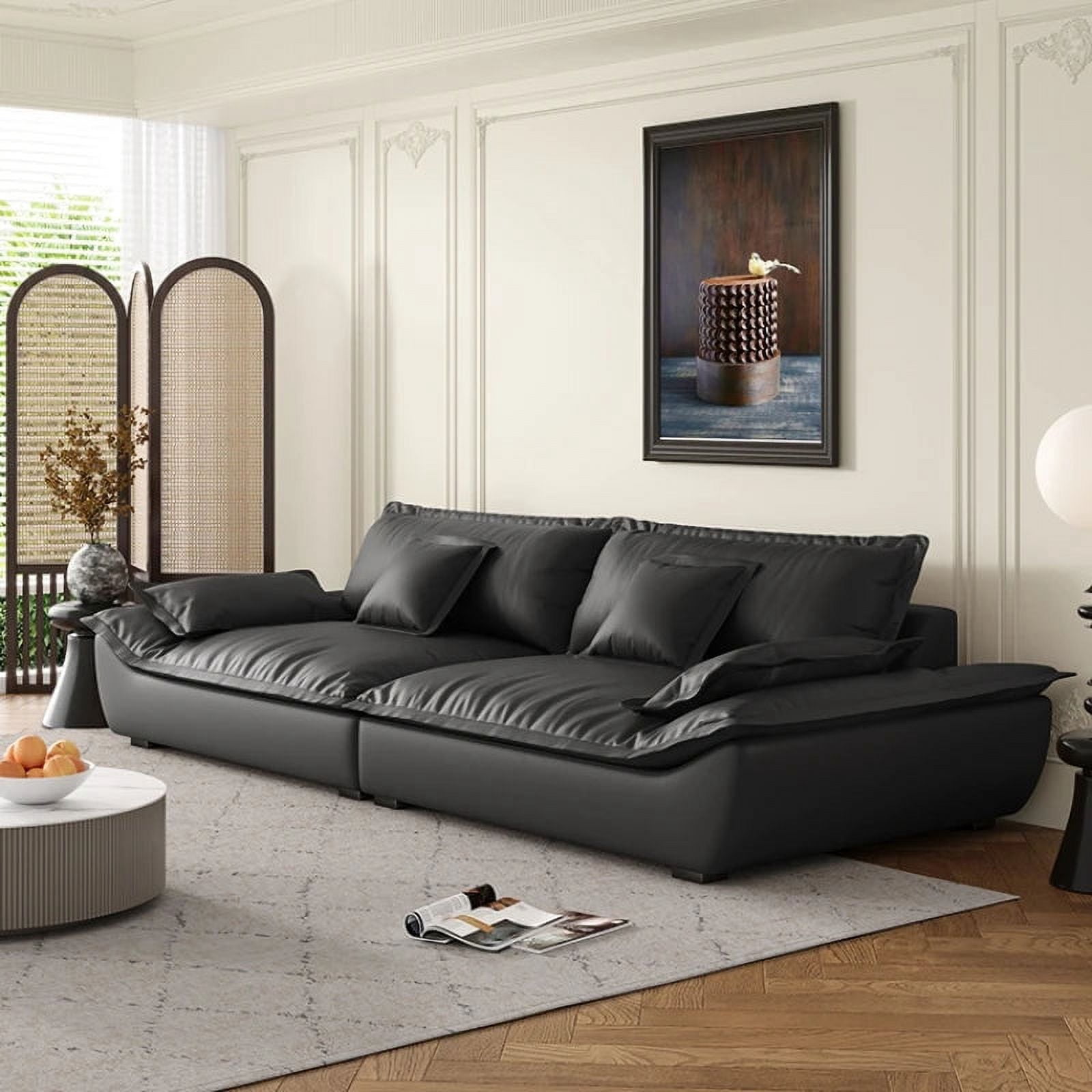 Leather Nordic Simple Sofa Fancy Brown Individual Tatami Sofa Puffs L Shape Salon Meuble Sofaset Furniture For Living Room