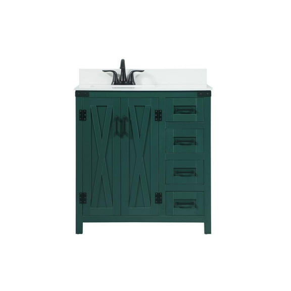 Elegant Decor Grant 32" MDF Single Bathroom Vanity with Backsplash in Green