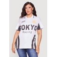 thumbnail image 2 of Women's Plus Size Color Blocked Tokyo Racing Graphic Polo Top, 2 of 4