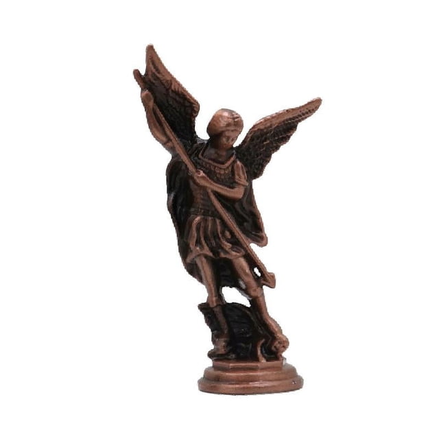 Figura de ángel San Miguel, artesanía, adorno religioso coleccionable de mesa Bronce rojizo