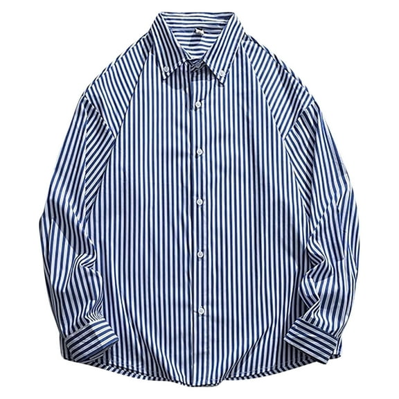 Kaemgyyd Mens Long Sleeve Button down Shirts Fashion Stripe Loose Tops Casual Fall Spring Trendy Clothes