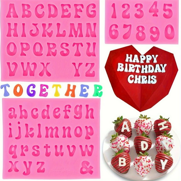 4-Piece Silicone Letter Molds Set - Deep Cavity Alphabet & Number Molds for Chocolate, Candy Making with Easy Release Design