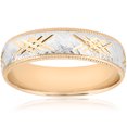 thumbnail image 1 of 10k Gold Men's Comfort-Fit Wedding 6MM Hand Etched Two Tone Band, 1 of 3