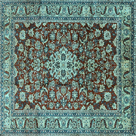 Ahgly Company Indoor Square Persian Light Blue Traditional Area Rugs, 7' Square