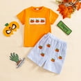 thumbnail image 2 of DHFJKG Kids Toddler Boys Halloween Outfits Short Sleeve Shorts Embroidered Pumpkin Design Lightweight Tshirt Shorts 2 Piece Set Child Kids Boys Stylish Outfits 4-5 Years, 2 of 5