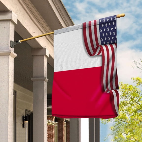 Flag Waving American Flag Polish Poland U.S.A Friendship Patriotic Proud House Flag, Double-Sided Decorative Outdoor Flag, Patriotic Polyester Yard Flag 29.5 x 39.5 in