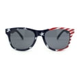 thumbnail image 2 of Kids Size Patriotic American USA Flag Print Classic Hipster Horn Rim Plastic Sunglasses Navy Arm, 2 of 4