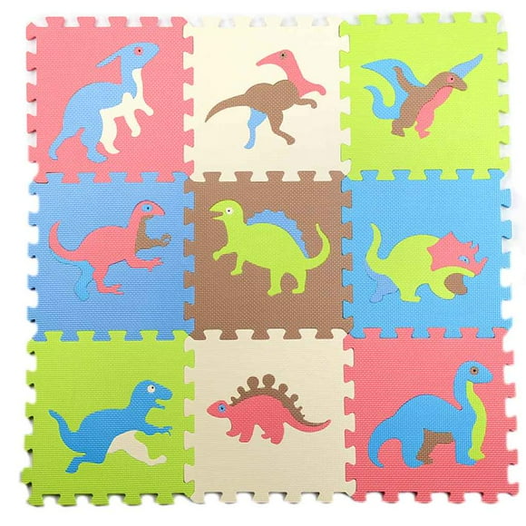 9pcs Dinosaur Style Thicking EVA Foam Mat Children‘s Puzzle Mat Baby Playing Interlocking Foam Floor Pad Sets