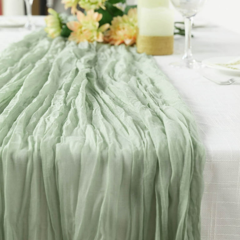 Efavormart 10FT Moss Green Cheesecloth Table Runner, Gauze Fabric