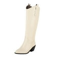 thumbnail image 2 of Bottes Chaudes à Talons Épais pour Femmes Automne et Hiver, Talons Hauts Pointus Unis, 2 of 8