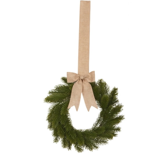 Inch Mini Wreath Summer Greenery with Burlap Ribbon for Front Door Farmhouse Kitchen Cabinet Porch Wall Window
