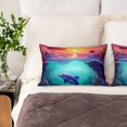 thumbnail image 2 of KLL Hawaiian Island Dolphin Pattern Silk Pillowcase for Hair and Skin Standard Size 20"X 30" Soft Breathable Pillow Covers for Sleeping, 2 of 6