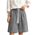 thumbnail image 3 of Kinrui Womens Washed Vintage Athletic Shorts Elastic Waist Drawstring Long Sleeeve Sweat Shorts S-3XL, 3 of 7