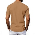 thumbnail image 6 of Kalauyu Men Short Sleeve Button Down Shirts Stand Collar Casual Summer Fashion Lightweight Solid Color Top, 6 of 7