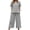 Grey, variant on Pant Suits For Women, Button‑Up Short Sleeve V‑Notch Top & Cropped Wide‑Leg Culottes Two‑Piece Outfit, Dressy Casual Matching Set, Multi‑Color Options, S‑XXL, Plus Size Friendly