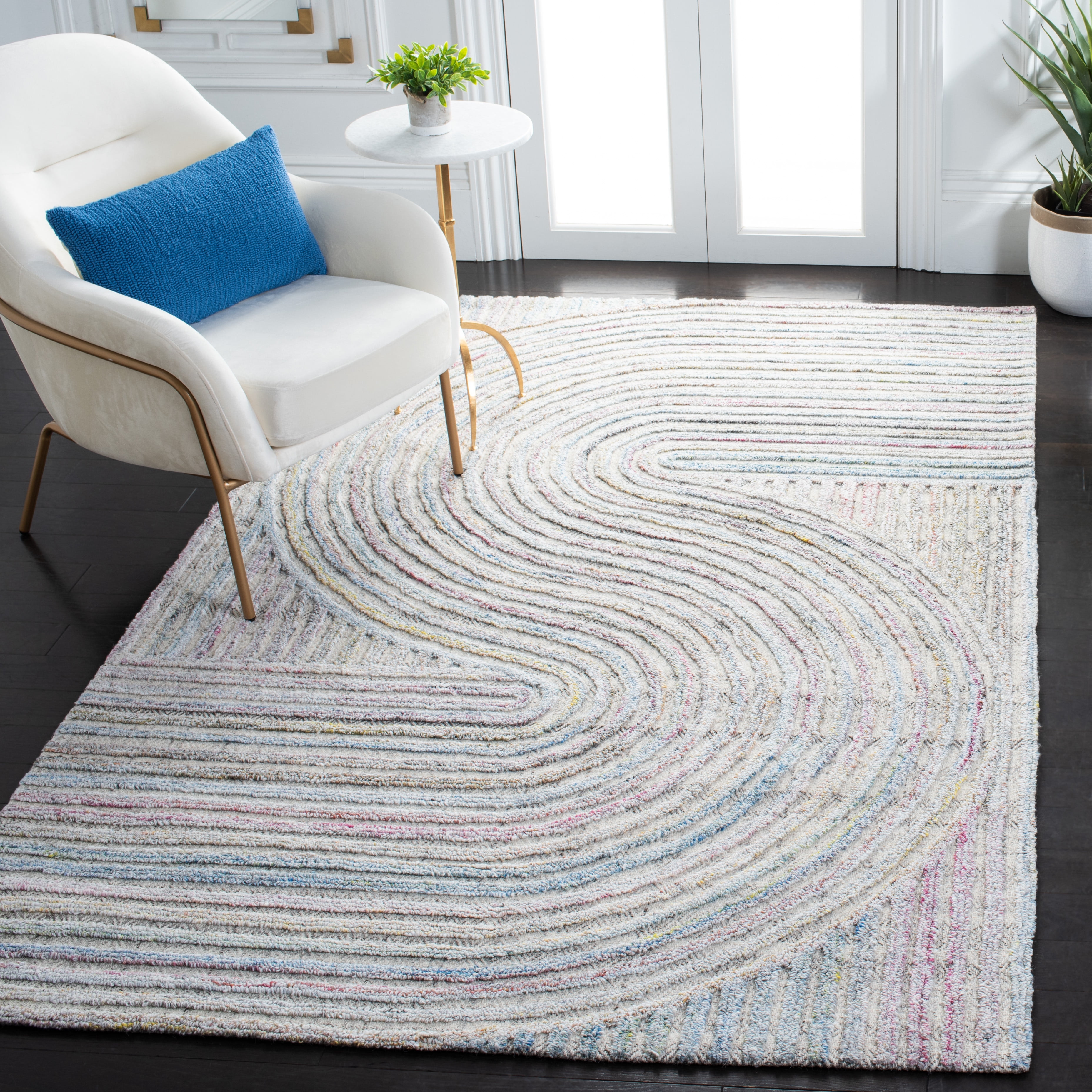 SAFAVIEH Southampton Landen Abstract Area Rug, Pink/Blue, 6' x 6' Square