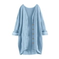thumbnail image 3 of Vivianyo HD Women's Crinkle Gauze Cardigan, Button Front Roll Up Sleeve Mid Length Lightweight Outer Top for Beach Vacation Wear, Sizes S-2XL, 3 of 4