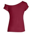 thumbnail image 4 of Red Womens Tops Women's Casual Off Shoulder Tops Short Sleeve T Shirts Loose Summer Blouse Shirts for Women, 4 of 6