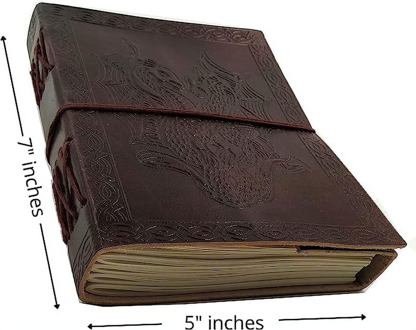 OVERDOSE Double Dragon Leather Journal - Handmade Journal For Students, Office Bound Leather Journal for men & women | Sketchbook | Notebook Diary - 5 x 7 inches | 12 x 17 cm | A6