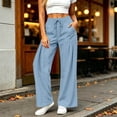 thumbnail image 2 of Vynhevius Women Wide Leg Pants Solid Drawstring Waist Dual Pockets Pleated Casual Loose Trousers, 2 of 7