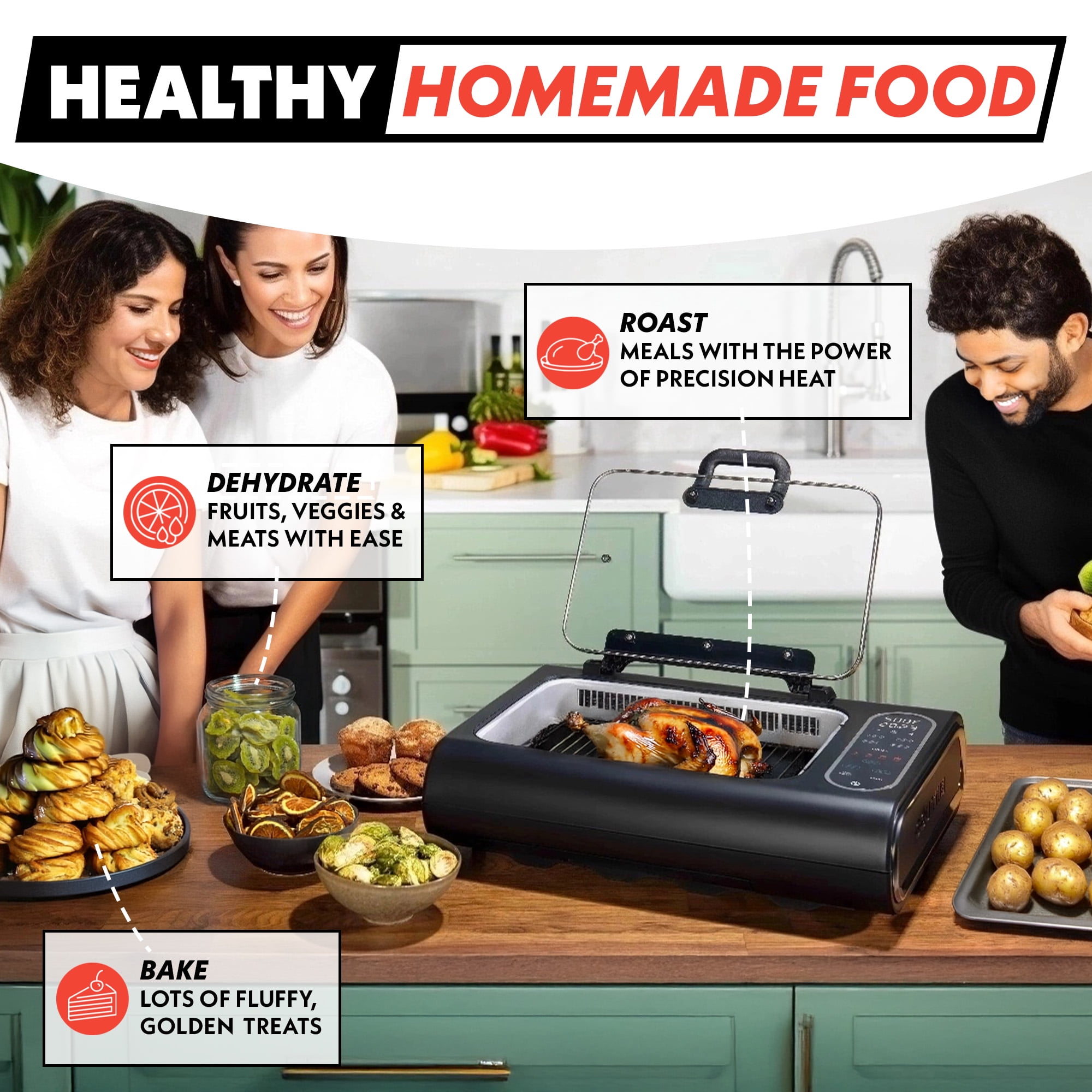 Gourmia 6 Qt Smokeless Indoor Grill & Air Fryer, 5-in-1 FoodStation, Black