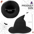 thumbnail image 4 of Halloween Witch Hat Costume Women, Wide Brim Foldable Pointed Cap, Witches Hats for Adults Halloween Party Costume Accessory, Black, 4 of 9