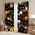 thumbnail image 2 of Feelyou Kawaii Black Kitten Black Out Curtains, Rustic Groovy Flower Curtains Pack of 2 (42x63 Each), Cute Cartoon Animal Bedroom Curtains, Blackout Curtains Room Decor, 2 of 6