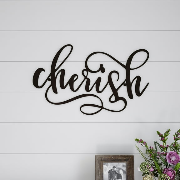 Lavish Home 20"x12" Modern Rustic Metal Cutout Wall Sign - Cherish
