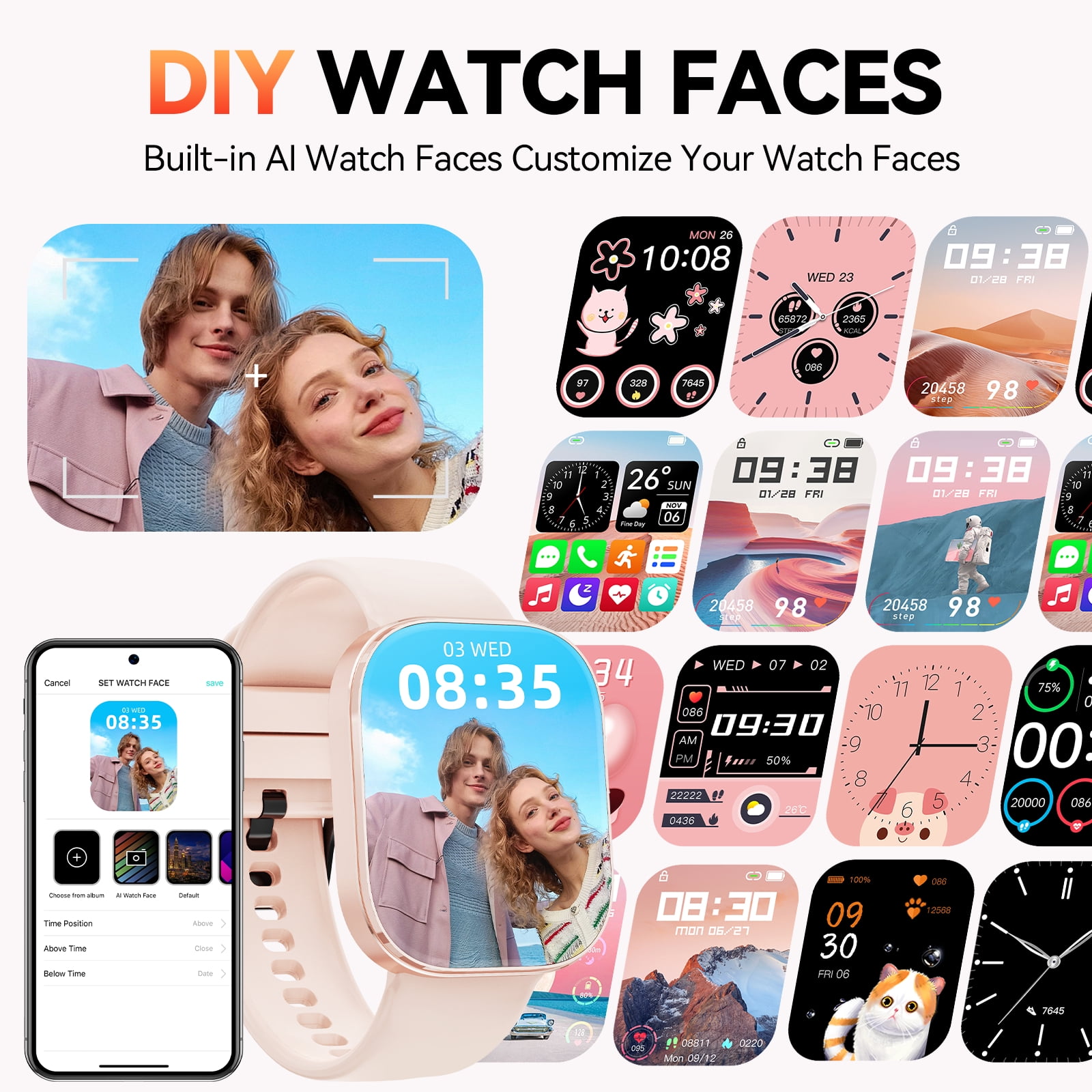 Minsxk 1.88" HD Smart Watch for Women, IP68 Waterproof, Bluetooth Answer Calls, Fitness Tracker with Multi Sport Modes, Compatible with Android iPhone