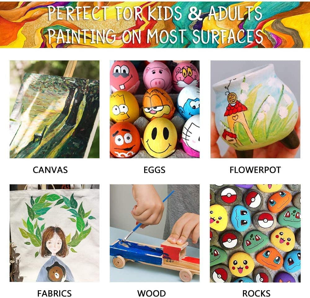 (3 pack) Acrylic Paint Set, Shuttle Art 15 x 12ml Tubes Non Toxic Rich Pigments Colors Perfect for Kids Adults Beginners Artists Painting on Canvas Wood Clay Fabric Ceramic Crafts
