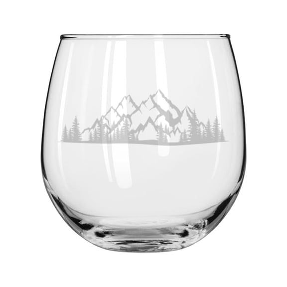 Wine Glass for Red or White Wine Gift Mountain Forest Scene (16 oz Stemless)