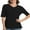 Black, variant on Casual V Neck T-Shirts for Women, Trendy Half Sleeve Elbow Length Tops