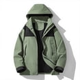 thumbnail image 2 of WTOBBY Men's Colorblock Outdoor Jacket, Unisex Loose Fit Hiking Camping Rain Coat, Windproof Water Resistant Mountaineering Jacket with Hood for Trekking Travel,Army Green L, 2 of 4