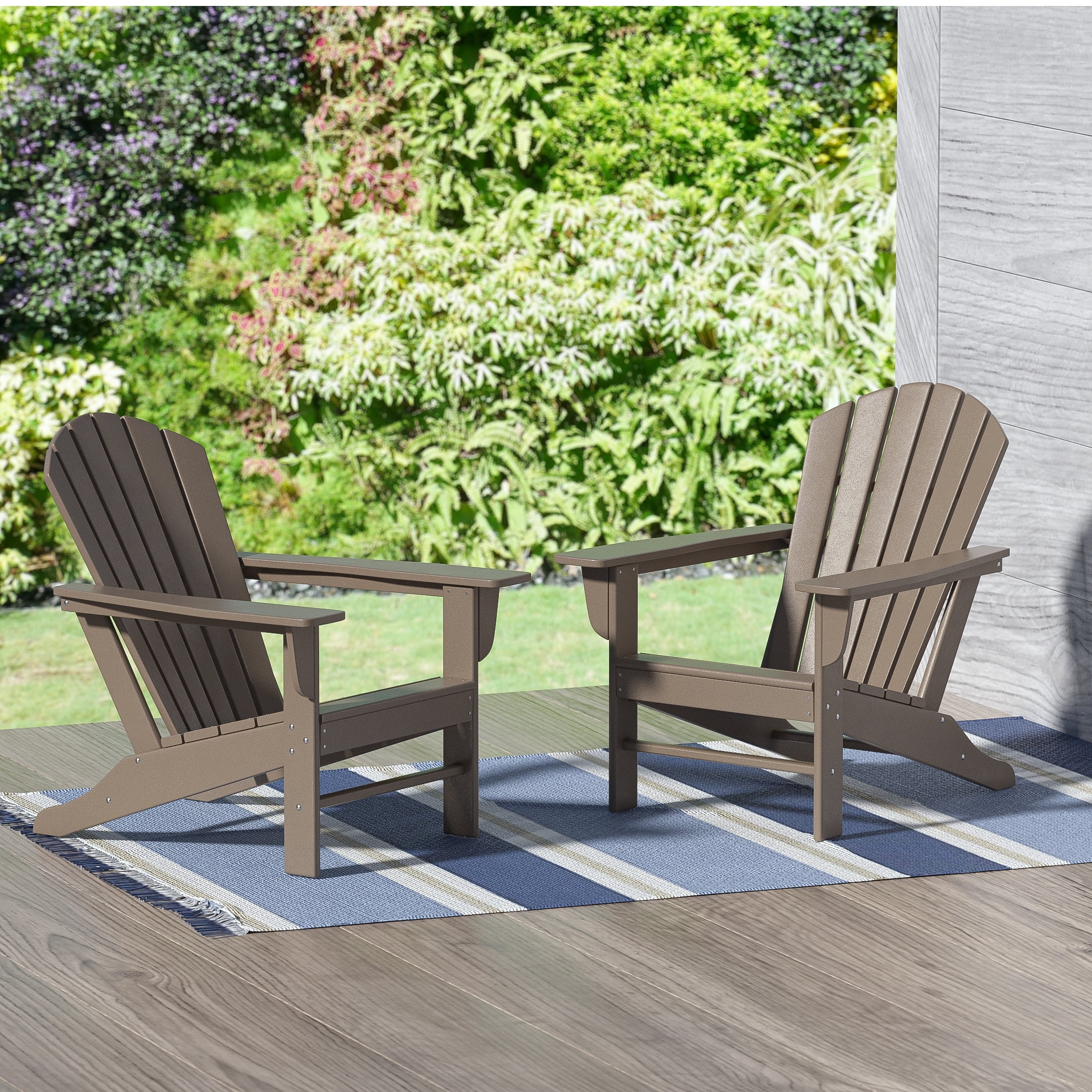 Polytrends  Altura  Outdoor Eco-Friendly All Weather Poly Patio Adirondack Chair (Set of 2) Weathered Wood