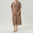 thumbnail image 2 of Hooded Bathrobes for Women, Soft Quick Dry Long Towel Robes Highly Absorbent Bathrobes (Coffee One Size), 2 of 4