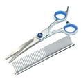 thumbnail image 4 of Kit de tijeras de peluquería canina de acero inoxidable, cómodo tornillo ajustable, tijeras de peluquería profesionales 6 en 1 para mascotas, 4 of 10