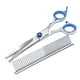 thumbnail image 4 of Kit de tijeras de peluquería canina de acero inoxidable, cómodo tornillo ajustable, tijeras de peluquería profesionales 6 en 1 para mascotas, 4 of 10