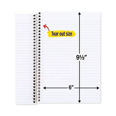 3PK Five Star 06180 Wirebound Notebook, College Rule, 6 x 9 1/2, White, 2 Subject, 100 Sheets