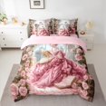 thumbnail image 2 of Homewish Kawaii Western Princess Bedding Comforter Set for Teen, Romantic Pink Rose King Bedding Sets, Merry Christmas Reversible Bed Sheets, Breathable Home Decor, 2 of 7