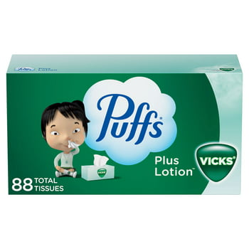Puffs Plus Lotion with the Scent of Vick's Facial Tissue, 1 Family Box, 88 Tissues per Box