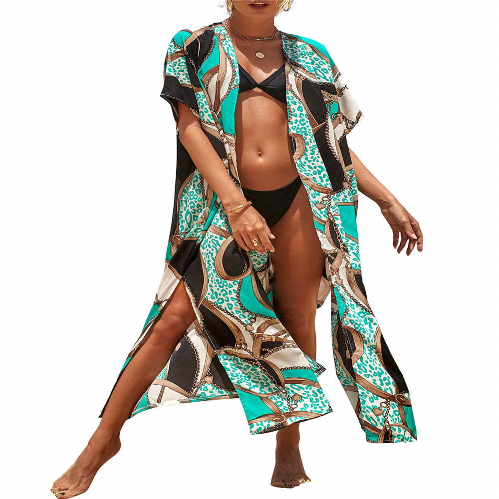 ASDERAY Womens Boho Off Shoulder Floral Print Summer Beach Dress,Casual Loose Sunscreen Swimsuit Bikini Cover up Swimwear