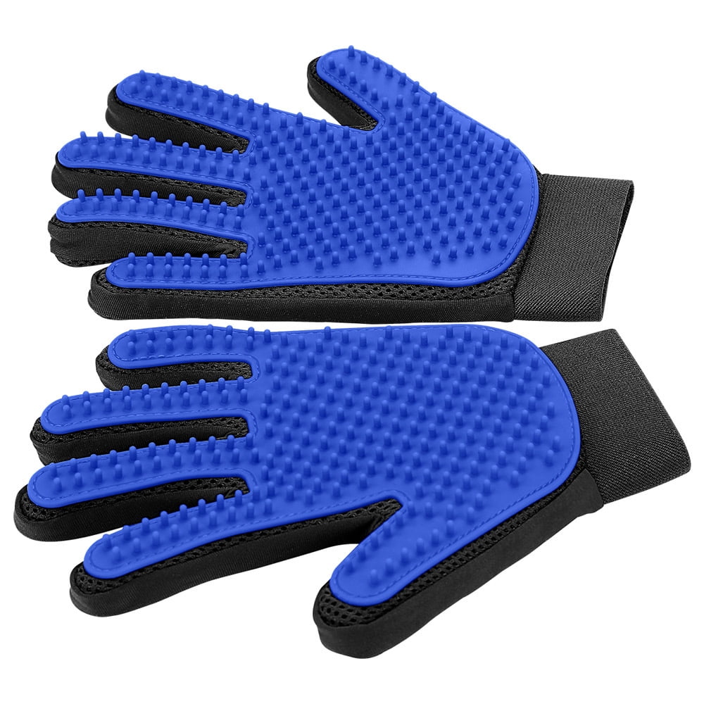Delomo Pet Grooming Glove Hair Remover Deshedding Brush for Dog & Cat 1 Pair Blue