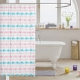 thumbnail image 3 of Manfei Cartoon Sea Shark Shower Curtain 72Wx78L, Simple Wave Bath Curtain, Sky Blue Pink, 3 of 5