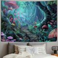 thumbnail image 2 of ONETECH Psychedelic Tapestry Mushroom Castle Tapestry Fairy Tale Tapestry Green Plants in Forest Wall Hanging Spring Scenery Tapestries for Bedroom Living Room Dorm Party Décor, 2 of 6