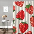 thumbnail image 2 of Awypu Bathroom Shower Curtain Set with Hooks Waterproof Multiple Sizes Strawberry Illustration Japanese Tile Flat Illustration White, 2 of 7